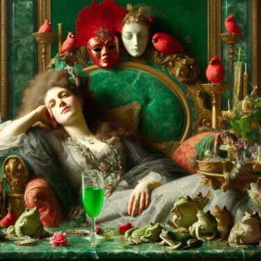Digitale Kunst getiteld "The princess and th…" door Florence Oulhiou, Origineel Kunstwerk, AI gegenereerde afbeelding