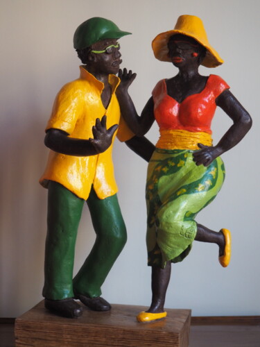 Sculpture titled "Danse au soleil" by Florence Schwartz, Original Artwork, Terra cotta