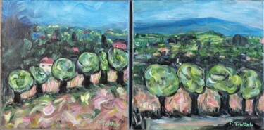 Painting titled "Campagne de Beaumes…" by Florence Trottoli, Original Artwork, Acrylic Mounted on Wood Stretcher frame