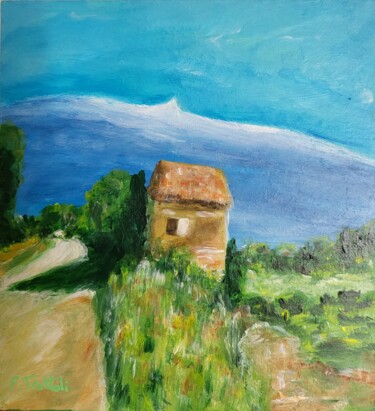 Картина под названием "Sur la route du Mon…" - Florence Trottoli, Подлинное произведение искусства, Акрил