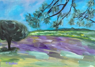 Painting titled "Le chemin des lavan…" by Florence Trottoli, Original Artwork, Acrylic