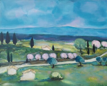 Painting titled "Éveil Provençal" by Florence Trottoli, Original Artwork, Acrylic