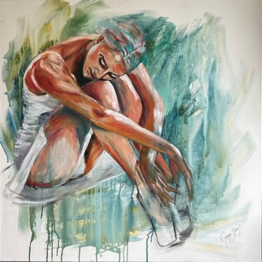 Schilderij getiteld "Ballerina" door Florence Yangui, Origineel Kunstwerk, Acryl Gemonteerd op Frame voor houten brancard