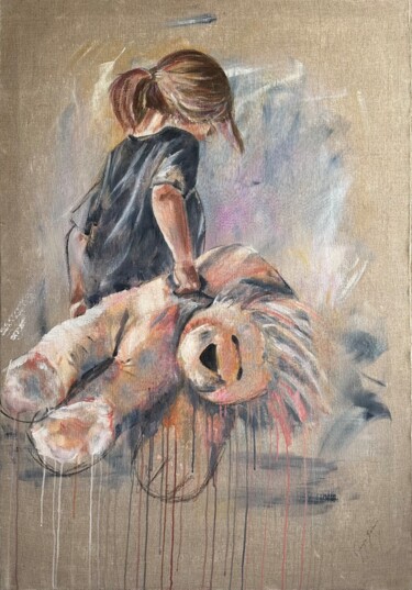 Painting titled "Zou, au lit" by Florence Yangui, Original Artwork, Acrylic