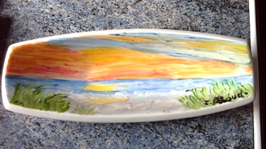 Design intitulée "Petit plat peinture…" par Florence Féraud-Aiglin, Œuvre d'art originale, Art de la table