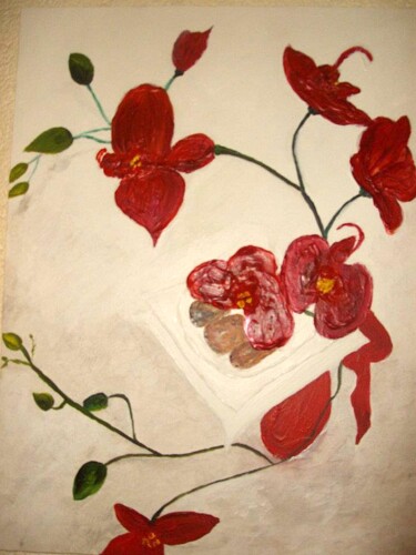 Pintura intitulada "Orchidée 3" por Florence Féraud-Aiglin, Obras de arte originais, Acrílico