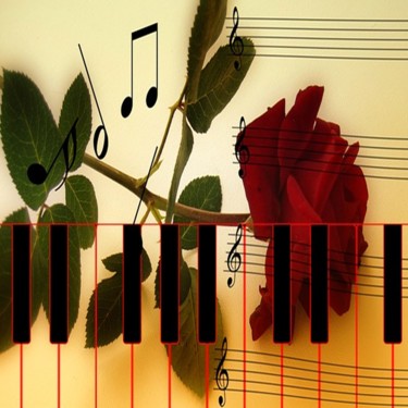 Fotografia intitulada "Grunge Rose on Piano" por Florene Welebny, Obras de arte originais, Fotografia digital