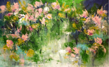 Peinture intitulée "Lilly Pond" par Floria Rey, Œuvre d'art originale, Acrylique