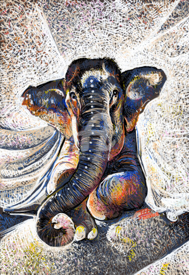 Zeichnungen mit dem Titel "Ganesh" von Florian Lecuyer (777), Original-Kunstwerk, Marker