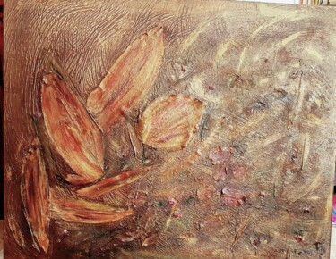 Collagen mit dem Titel "Malinconia d'autunno" von Floriana Vittani, Original-Kunstwerk, Öl Auf Holzplatte montiert