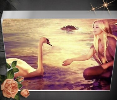 Digital Arts titled "Romantice evening🦢❤️" by Flower Planet, Original Artwork, Manipulated Photography