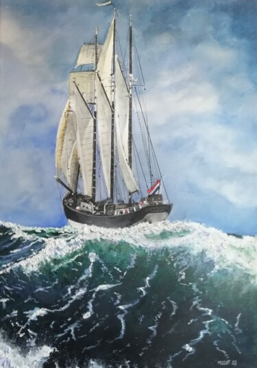Painting titled "THE OOSTERSCHELDE (…" by Erick Millet, Original Artwork, Acrylic Mounted on Wood Stretcher frame