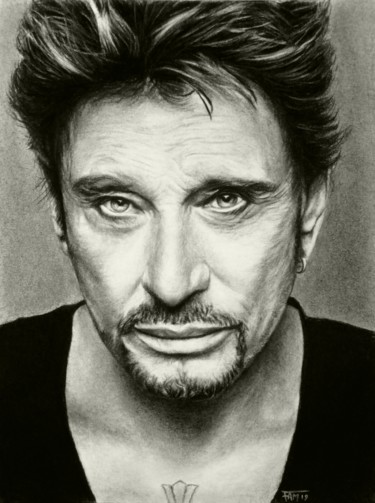 Dessin intitulée "Johnny" par Fam, Œuvre d'art originale, Fusain