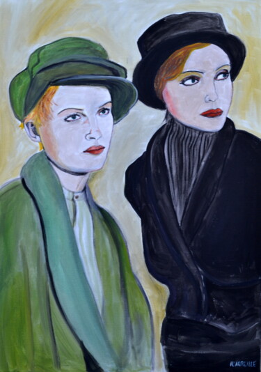 Peinture intitulée "Amber et Nadja" par Vareille Sorbac, Œuvre d'art originale, Huile Monté sur Châssis en bois
