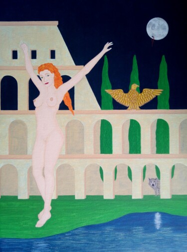 Peinture intitulée "La romantique" par Fouad Kortobi Francés, Œuvre d'art originale, Acrylique Monté sur Carton