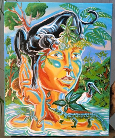 Schilderij getiteld "Amazônia perdida" door Francisco Pessoa, Origineel Kunstwerk, Acryl