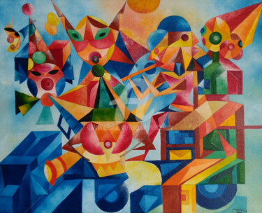 Painting titled "FESTIVALS  (FESTAS…" by Fraguial, Original Artwork, Oil