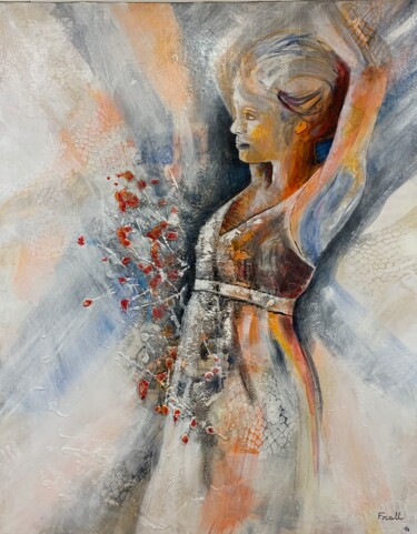 Painting titled "Joséphine" by Frall, Original Artwork, Acrylic Mounted on Wood Stretcher frame