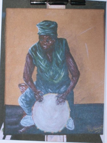 Painting titled "Joueur de Djembé" by Françoise Belmont Varzi, Original Artwork