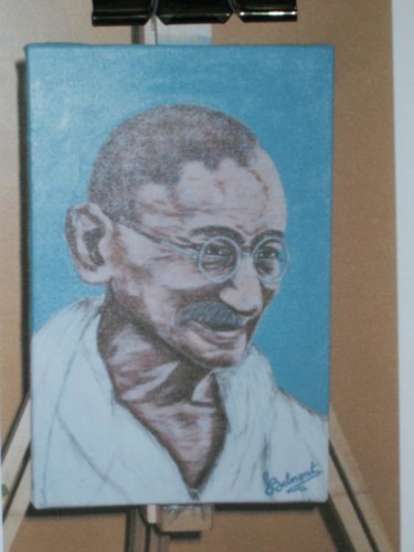 Painting titled "Ghandi" by Françoise Belmont Varzi, Original Artwork