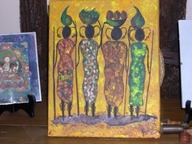 Painting titled "Au Marché (Essai d'…" by Françoise Belmont Varzi, Original Artwork