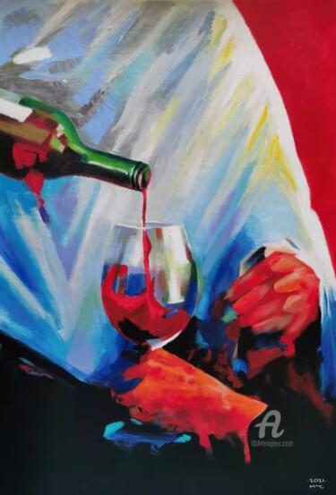 Peinture intitulée "L’Art de-vin n° 2" par France Artmonica, Œuvre d'art originale, Huile