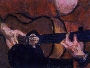 Dessin intitulée "GUITARISTE FLAMENCO" par France Quenneville, Œuvre d'art originale