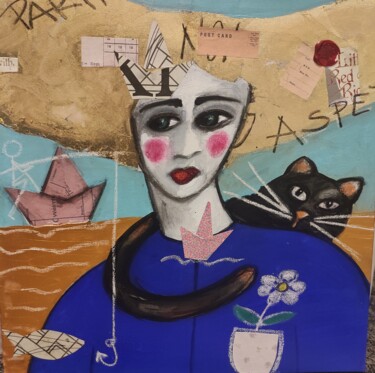 Malarstwo zatytułowany „Il gatto nero” autorstwa Francesca Leoni, Oryginalna praca, Akwarela