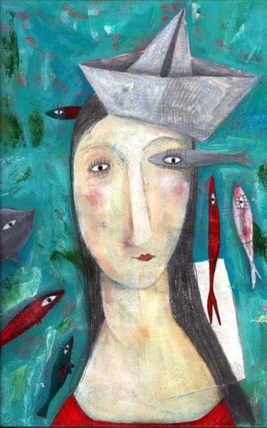 Pittura intitolato "Il mare in testa" da Francesca Carabelli, Opera d'arte originale