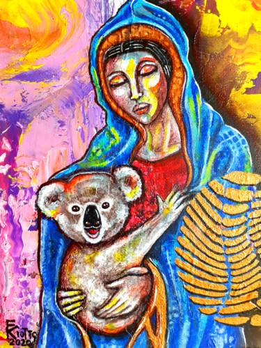 Malerei mit dem Titel "la grande madre" von Francesco Ciotto, Original-Kunstwerk, Acryl Auf Holzplatte montiert