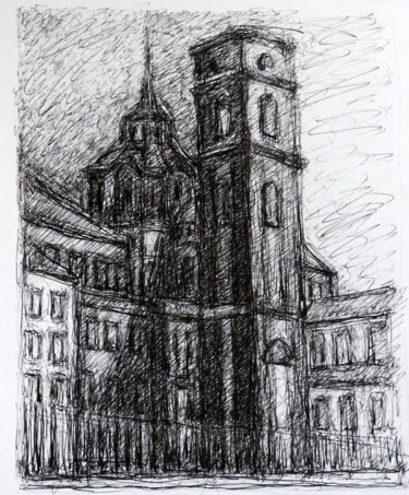 Drawing titled "Il duomo di Torino-…" by Francesco Cagnato, Original Artwork, Ink