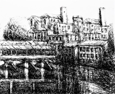 Dessin intitulée "Bassano del Grappa 2" par Francesco Cagnato, Œuvre d'art originale, Encre