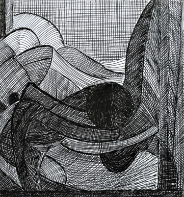 Dibujo titulada "Poltrona e sfera-Ar…" por Francesco Cagnato, Obra de arte original, Tinta