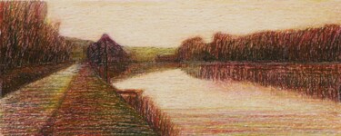 Desenho intitulada "Il fiume Adda nei p…" por Francesco Cagnato, Obras de arte originais, Pastel