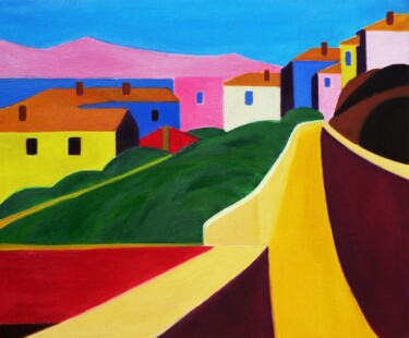 Painting titled "Passaggio a Monemva…" by Francesco Cagnato, Original Artwork, Oil Mounted on Wood Stretcher frame