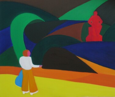 Pittura intitolato "A sera nel parco-In…" da Francesco Cagnato, Opera d'arte originale, Olio