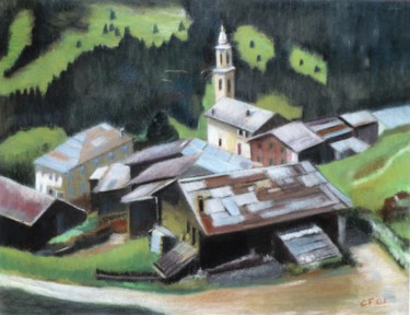 Ζωγραφική με τίτλο "Passaggio in Val Ch…" από Francesco Cagnato, Αυθεντικά έργα τέχνης, Παστέλ Τοποθετήθηκε στο Χαρτόνι