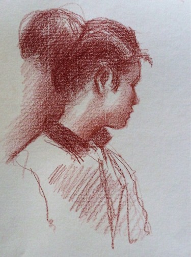 Desenho intitulada "La studentessa-Stud…" por Francesco Cagnato, Obras de arte originais, Carvão