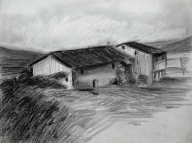 Drawing titled "Malghe in Trentino…" by Francesco Cagnato, Original Artwork, Charcoal