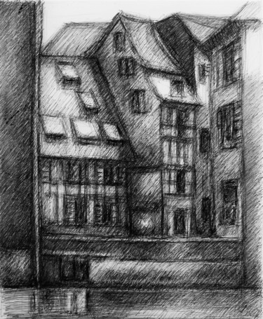 Drawing titled "Strasburgo, quai Sa…" by Francesco Cagnato, Original Artwork, Ballpoint pen