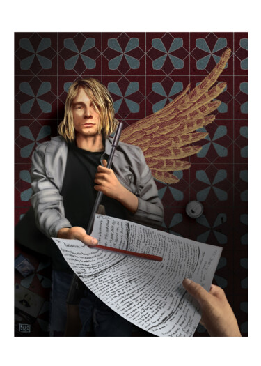 印花与版画 标题为“Kurt Cobain (Nirvan…” 由Francesco De La Vega Barcella, 原创艺术品, 丝网印刷