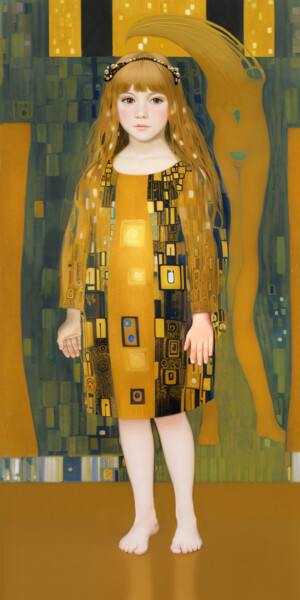 Digitale Kunst mit dem Titel "La bambina d'oro" von Francesco Dezio, Original-Kunstwerk, Digitale Malerei