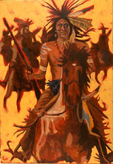 Pittura intitolato "Indiani" da Francesco Loggi, Opera d'arte originale, Olio