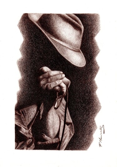 Desenho intitulada "Harp bluesman" por Francesco Marinelli, Obras de arte originais, Lápis