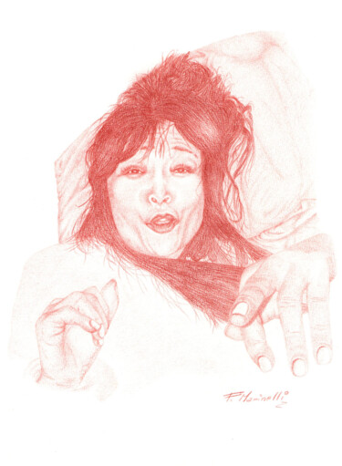 Dessin intitulée "Korean woman" par Francesco Marinelli, Œuvre d'art originale, Marqueur