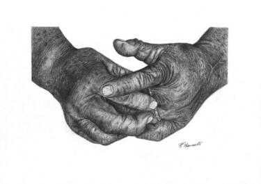 Disegno intitolato "Hands" da Francesco Marinelli, Opera d'arte originale, Carbone
