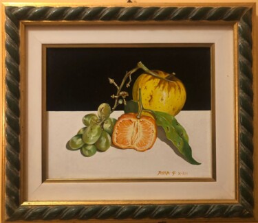 Painting titled "Mandarino di sicilia" by Francesco Ricca, Original Artwork, Acrylic Mounted on Wood Stretcher frame