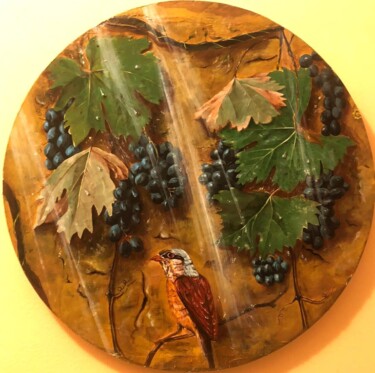 Schilderij getiteld "Pergolato" door Francesco Ricca, Origineel Kunstwerk, Olie Gemonteerd op Frame voor houten brancard