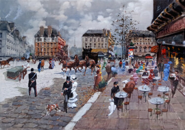 Schilderij getiteld "Afternoon in Paris…" door Francesco Tammaro, Origineel Kunstwerk, Olie Gemonteerd op Houten paneel