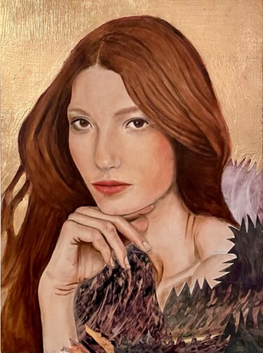 Painting titled "Donna con capelli r…" by Francesco Visco, Original Artwork, Oil